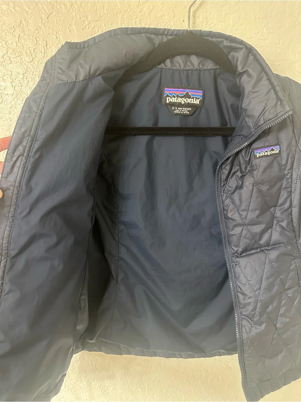 Patagonia Kids Nano Puff Brick Quilt Jacket Navy Size Small 7-8